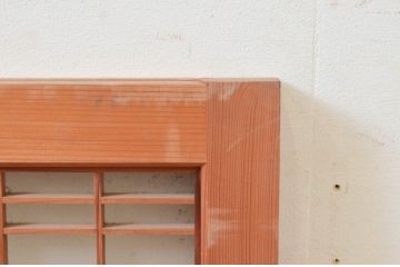 ビンテージ建具　片面ガラス　和モダンな空間を演出する格子入りフィックス窓1枚(嵌め殺し、ガラス窓、FIX窓、ヴィンテージ)(R-073950)
