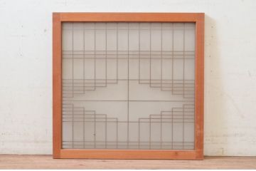 ビンテージ建具　片面ガラス　和モダンな空間を演出する格子入りフィックス窓1枚(嵌め殺し、ガラス窓、FIX窓、ヴィンテージ)(R-073950)