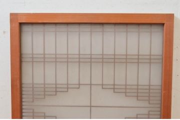 ビンテージ建具　片面ガラス　和モダンな空間を演出する格子入りフィックス窓1枚(嵌め殺し、ガラス窓、FIX窓、ヴィンテージ)(R-073950)