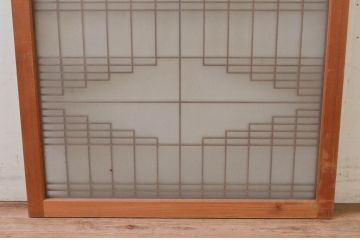ビンテージ建具　片面ガラス　和モダンな空間を演出する格子入りフィックス窓1枚(嵌め殺し、ガラス窓、FIX窓、ヴィンテージ)(R-073950)