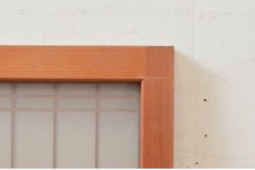 ビンテージ建具　片面ガラス　和モダンな空間を演出する格子入りフィックス窓1枚(嵌め殺し、ガラス窓、FIX窓、ヴィンテージ)(R-073950)