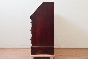 中古　九州民芸家具　深みのある色合いが美しいライティングビューロー(ワークデスク、簿記机、チェスト、在宅用、在宅ワーク用)(R-073954)