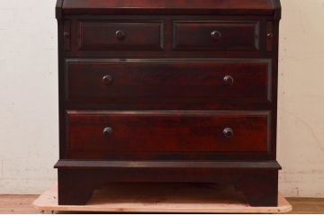 中古　九州民芸家具　深みのある色合いが美しいライティングビューロー(ワークデスク、簿記机、チェスト、在宅用、在宅ワーク用)(R-073954)