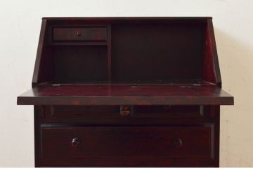 中古　九州民芸家具　深みのある色合いが美しいライティングビューロー(ワークデスク、簿記机、チェスト、在宅用、在宅ワーク用)(R-073954)