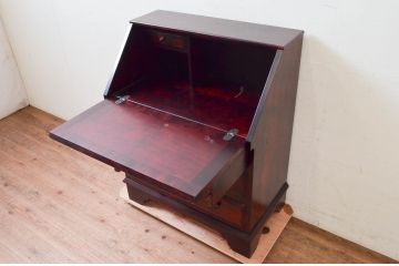 中古　九州民芸家具　深みのある色合いが美しいライティングビューロー(ワークデスク、簿記机、チェスト、在宅用、在宅ワーク用)(R-073954)