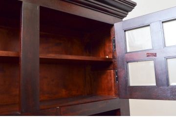 中古　美品　松本民芸家具　絶版モデル　洗練されたモダンな空間を演出するE型食器棚(カップボード、キャビネット、戸棚、収納棚、飾り棚)(R-073961)