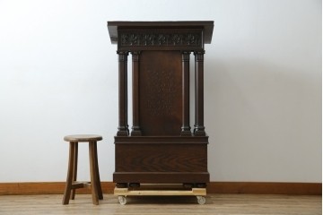 イギリスアンティーク　オーク材　美しい彫刻に注目!!　意匠を凝らした豪華レクターン　聖書台　(R-073968)