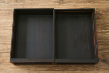 和製ビンテージ　唐木　黒檀(黒タン)材　力強い杢目が目を惹く文机(ローテーブル、座机、片袖机、ワークデスク、在宅用、在宅ワーク用、ヴィンテージ)(R-073976)