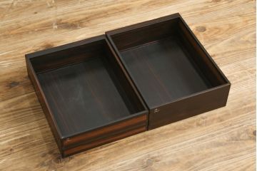 和製ビンテージ　唐木　黒檀(黒タン)材　力強い杢目が目を惹く文机(ローテーブル、座机、片袖机、ワークデスク、在宅用、在宅ワーク用、ヴィンテージ)(R-073976)