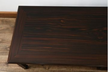 和製ビンテージ　唐木　黒檀(黒タン)材　力強い杢目が目を惹く文机(ローテーブル、座机、片袖机、ワークデスク、在宅用、在宅ワーク用、ヴィンテージ)(R-073976)