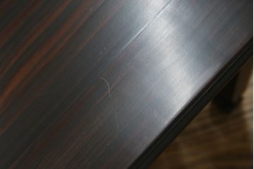 和製ビンテージ　唐木　黒檀(黒タン)材　力強い杢目が目を惹く文机(ローテーブル、座机、片袖机、ワークデスク、在宅用、在宅ワーク用、ヴィンテージ)(R-073976)