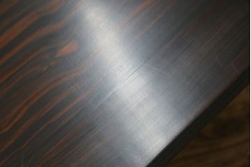 和製ビンテージ　唐木　黒檀(黒タン)材　力強い杢目が目を惹く文机(ローテーブル、座机、片袖机、ワークデスク、在宅用、在宅ワーク用、ヴィンテージ)(R-073976)