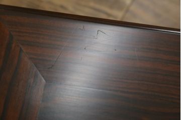 和製ビンテージ　唐木　黒檀(黒タン)材　力強い杢目が目を惹く文机(ローテーブル、座机、片袖机、ワークデスク、在宅用、在宅ワーク用、ヴィンテージ)(R-073976)