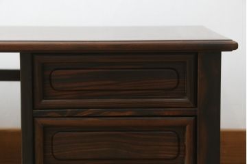 和製ビンテージ　唐木　黒檀(黒タン)材　力強い杢目が目を惹く文机(ローテーブル、座机、片袖机、ワークデスク、在宅用、在宅ワーク用、ヴィンテージ)(R-073976)