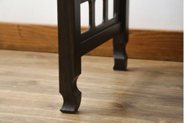 和製ビンテージ　唐木　黒檀(黒タン)材　力強い杢目が目を惹く文机(ローテーブル、座机、片袖机、ワークデスク、在宅用、在宅ワーク用、ヴィンテージ)(R-073976)