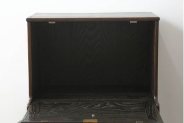 中古　高級品!!　国産　職人手作り　総栗材　内部桐材　浮造り仕上げが魅力のシックなライティングビューロー(座机、デスク、ワークデスク、簿記机、在宅用、在宅ワーク用)(R-073988)