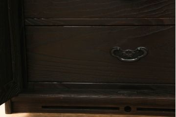 中古　高級品!!　国産　職人手作り　総栗材　内部桐材　浮造り仕上げが魅力のシックなライティングビューロー(座机、デスク、ワークデスク、簿記机、在宅用、在宅ワーク用)(R-073988)