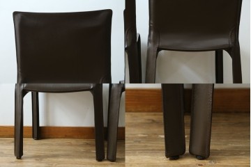 中古　Cassina(カッシーナ)　412　CAB　MARIO BELLINI(マリオベリーニ)　厚革製　背もたれのフィット感と抜群の座り心地が魅力!　シンプルモダンなアームレスチェア2脚　セット定価約52万8千円　(R-073994)