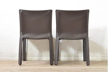 中古　Cassina(カッシーナ)　412　CAB(キャブ)　MARIO BELLINI(マリオベリーニ)　シンプルモダンな空間づくりに活躍するアームレスチェア2脚セット(ダイニングチェア、椅子、イス)(定価2脚で約52万8千円)(R-073994)