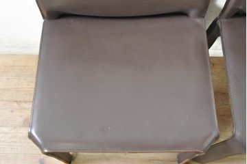 中古　Cassina(カッシーナ)　412　CAB(キャブ)　MARIO BELLINI(マリオベリーニ)　シンプルモダンな空間づくりに活躍するアームレスチェア2脚セット(ダイニングチェア、椅子、イス)(定価2脚で約52万8千円)(R-073995)