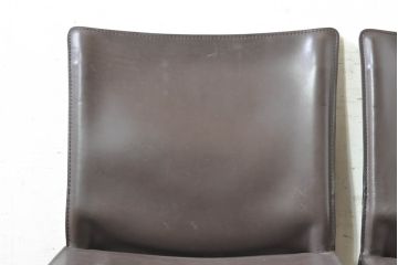 中古　Cassina(カッシーナ)　412　CAB(キャブ)　MARIO BELLINI(マリオベリーニ)　シンプルモダンな空間づくりに活躍するアームレスチェア2脚セット(ダイニングチェア、椅子、イス)(定価2脚で約52万8千円)(R-073996)