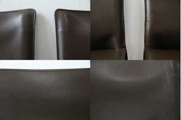 中古　Cassina(カッシーナ)　412　CAB　MARIO BELLINI(マリオベリーニ)　厚革製　背もたれのフィット感と抜群の座り心地が魅力!　シンプルモダンなアームレスチェア2脚　セット定価約52万8千円相当　(R-073997)