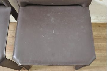 中古　Cassina(カッシーナ)　412　CAB(キャブ)　MARIO BELLINI(マリオベリーニ)　シンプルモダンな空間づくりに活躍するアームレスチェア2脚セット(ダイニングチェア、椅子、イス)(定価2脚で約52万8千円)(R-073998)