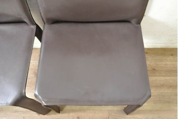 中古　Cassina(カッシーナ)　412　CAB(キャブ)　MARIO BELLINI(マリオベリーニ)　シンプルモダンな空間づくりに活躍するアームレスチェア2脚セット(ダイニングチェア、椅子、イス、バラ売り可能)(定価2脚で約52万8千円)(R-074000)