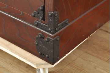 中古　美品　遠野民芸家具　美しい木目が魅力的な漆塗りの囲炉裏テーブル(長火鉢、木製火鉢、ダイニングテーブル、食卓、4人掛け)(定価約80万円)(R-074003)
