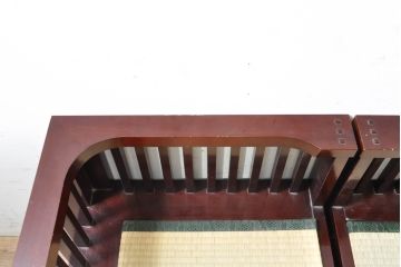 中古　遠野民芸家具　並べても分割しても使えるデザインが嬉しい畳ベンチ(長椅子、木製ベンチ、アームチェア、3人掛け)(R-074004)