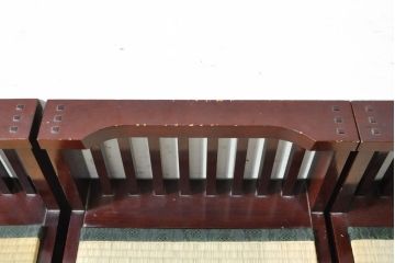 中古　遠野民芸家具　並べても分割しても使えるデザインが嬉しい畳ベンチ(長椅子、木製ベンチ、アームチェア、3人掛け)(R-074004)