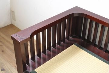 中古　遠野民芸家具　並べても分割しても使えるデザインが嬉しい畳ベンチ(長椅子、木製ベンチ、アームチェア、3人掛け)(R-074004)