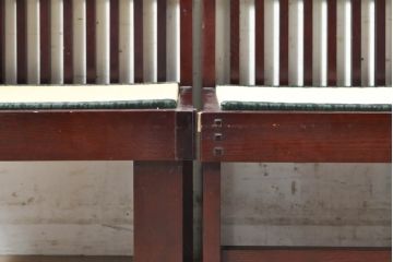 中古　遠野民芸家具　並べても分割しても使えるデザインが嬉しい畳ベンチ(長椅子、木製ベンチ、アームチェア、3人掛け)(R-074004)