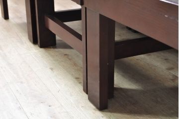 中古　遠野民芸家具　並べても分割しても使えるデザインが嬉しい畳ベンチ(長椅子、木製ベンチ、アームチェア、3人掛け)(R-074004)