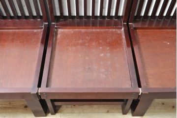 中古　遠野民芸家具　並べても分割しても使えるデザインが嬉しい畳ベンチ(長椅子、木製ベンチ、アームチェア、3人掛け)(R-074004)
