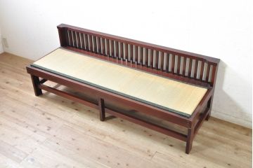 中古　遠野民芸家具　和の空間作りにおすすめの畳ベンチ(長椅子、木製ベンチ、3人掛け、4人掛け)(R-074005)