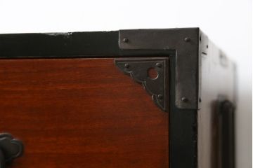 和製アンティーク　前面欅(ケヤキ)材　和の空間づくりにおすすめの庄内箪笥ローボード(時代箪笥、和たんす、整理たんす、収納タンス、ローチェスト、テレビ台、テレビボード、引き出し)(R-074009)