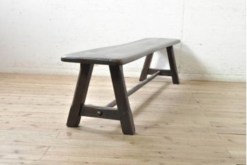 中古　飛騨産業　PROVINCIAL(プロヴィンシャル・プロビンシャル)　素朴な風合いが温かみのあるトリッスルベンチ(長椅子、板座チェア、ダイニングベンチ、飾り台)(定価約24万円)(R-074014)