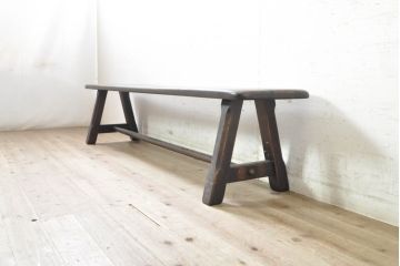 中古　飛騨産業　PROVINCIAL(プロヴィンシャル・プロビンシャル)　素朴な風合いが温かみのあるトリッスルベンチ(長椅子、板座チェア、ダイニングベンチ、飾り台)(定価約24万円)(R-074014)