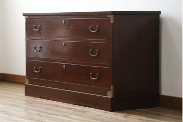 和製ビンテージ　美品!!　天板付きリメイク　前面欅(ケヤキ)材　漆塗り　艶のある木の色味と美しい杢目が魅力的なローボード(テレビ台、テレビボード、ローチェスト、収納箪笥、衣装箪笥、和タンス、引き出し、ヴィンテージ)(R-074017)