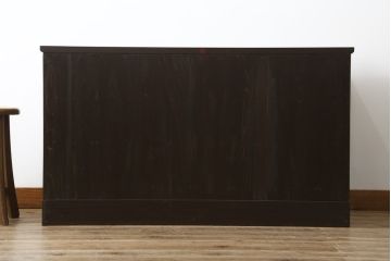 和製ビンテージ　美品!!　天板付きリメイク　前面欅(ケヤキ)材　漆塗り　艶のある木の色味と美しい杢目が魅力的なローボード(テレビ台、テレビボード、ローチェスト、収納箪笥、衣装箪笥、和タンス、引き出し、ヴィンテージ)(R-074017)