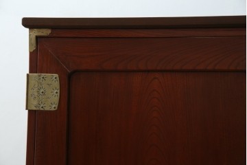 和製ヴィンテージ　美品!!　前面欅(ケヤキ)材　漆塗り　艶のある木の色味と美しい杢目が魅力的なローボード　(R-074018)