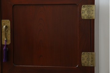 和製ヴィンテージ　美品!!　前面欅(ケヤキ)材　漆塗り　艶のある木の色味と美しい杢目が魅力的なローボード　(R-074018)