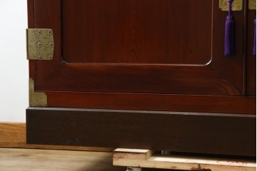 和製ヴィンテージ　美品!!　前面欅(ケヤキ)材　漆塗り　艶のある木の色味と美しい杢目が魅力的なローボード　(R-074018)