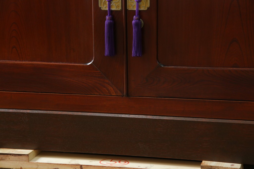 和製ヴィンテージ　美品!!　前面欅(ケヤキ)材　漆塗り　艶のある木の色味と美しい杢目が魅力的なローボード　(R-074018)