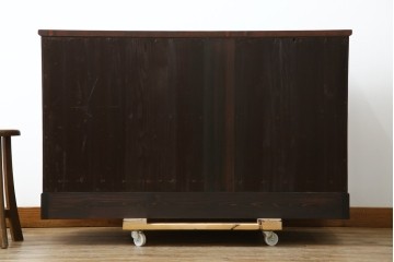 和製ヴィンテージ　美品!!　前面欅(ケヤキ)材　漆塗り　艶のある木の色味と美しい杢目が魅力的なローボード　(R-074018)