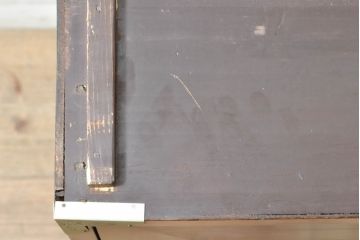 和製ビンテージ　美品!!　天板付きリメイク　脚(台輪)付きリメイク　前面欅(ケヤキ)材　漆塗り　艶のある木の色味と美しい杢目が魅力的なローボード(テレビ台、テレビボード、着物箪笥、観音箪笥、和タンス、引き出し、ヴィンテージ)(R-074018)
