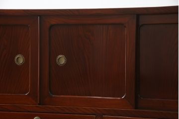 和製ビンテージ　美品!!　脚付きリメイク　前面欅(ケヤキ)材　漆塗り　艶のある木の色味と美しい杢目が魅力的なローボード(収納箪笥、和タンス、引き出し、戸棚、収納棚、ヴィンテージ)(R-074019)
