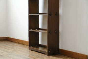 和製アンティーク　栓材　象嵌　どこか懐かしい雰囲気の漂う楔(くさび)式本棚　(R-074022)