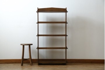 和製アンティーク　栓材　象嵌　どこか懐かしい雰囲気の漂う楔(くさび)式本棚　(R-074022)